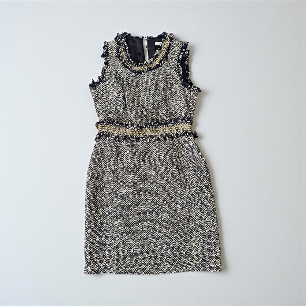 ‼️3/$30‼️Boston Proper Blue and Gold Tweed Midi Dress